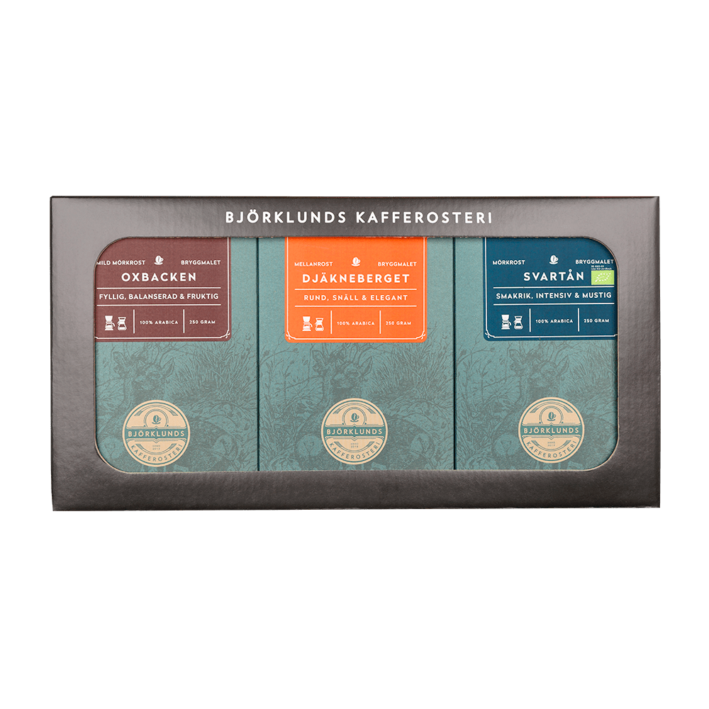 Björklund's Coffee Box – 3 x Ground coffee in gift packaging