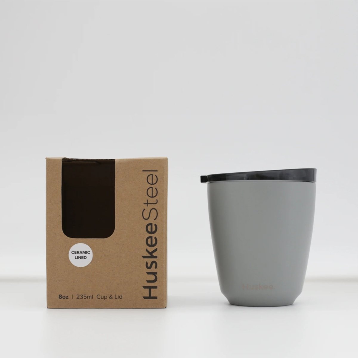 Huskee Steal mug 235 ml – sustainable coffee cup in stainless steel