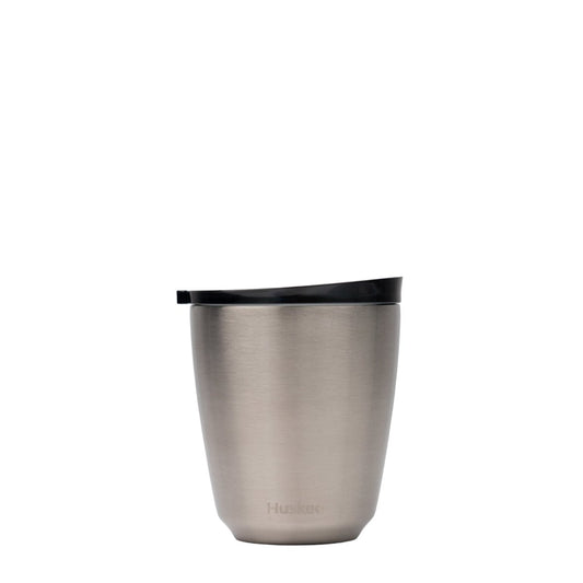 Huskee Steel mug 235 ml – durable coffee cup in brushed steel